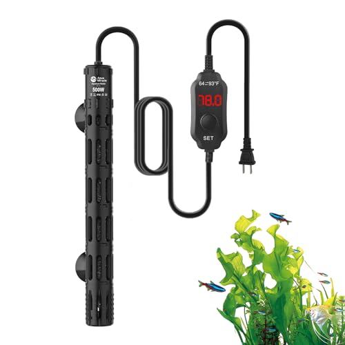 AquaMiracle 500 W Aquariumheizungen mit Schutzgehäuse, tauchfähige Aquariumheizungen mit LED-Digitalanzeige-Thermostat, verstellbarer Fischheizer für 75–120 Gallonen Tanks von AquaMiracle