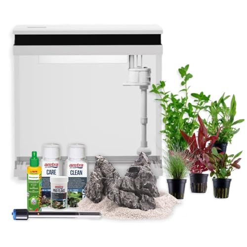 AquaOne Aquarium Komplettset LED mit Pumpe HNE-380 I Kleines Nanoaquarium 26 Liter mit Filteranlage I Mini Nano Becken Set für Fische und Garnelen von AquaOne