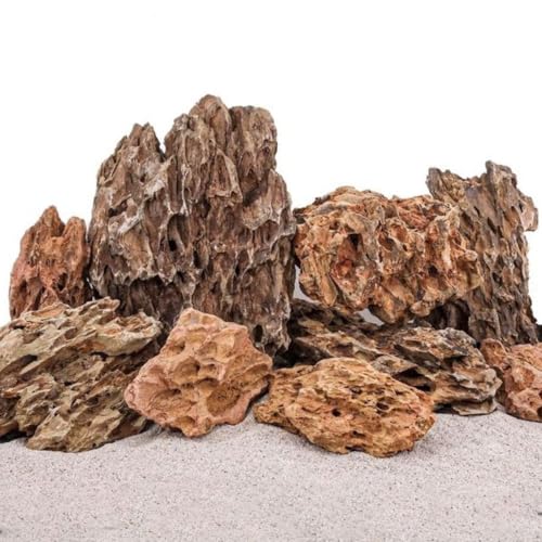 AquaOne Aquarium Steine Drachensteine 15kg Mix I Natursteine Dragon Größe S bis XL I Aquascaping Gestein I Felsen Dekoration I von AquaOne