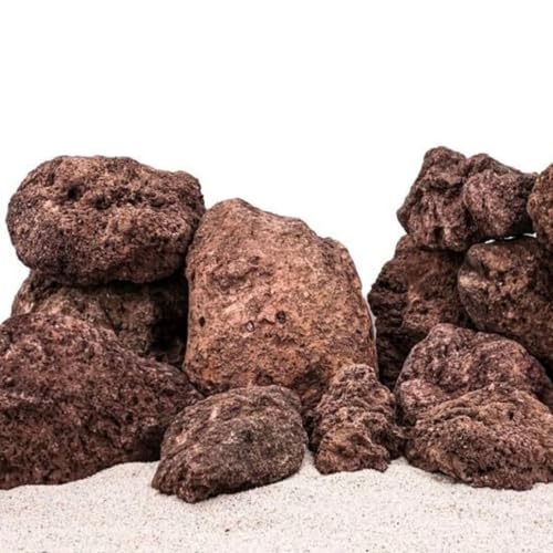 AquaOne Aquarium Steine Rote Lavasteine I Natursteine Lava 25kg Mix Größe M-XL I Aquascaping Gestein für Tank I Lavagestein Dekoration Aquascape Deko von AquaOne