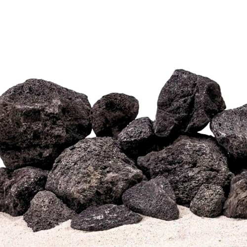 AquaOne Aquarium Steine Schwarze Lavasteine I Natursteine Lava 10kg Mix 0,3-1,5kg 1,5-4,0kg I Aquascaping Gestein für Tank I Lavagestein Dekoration Aquascape Deko von AquaOne