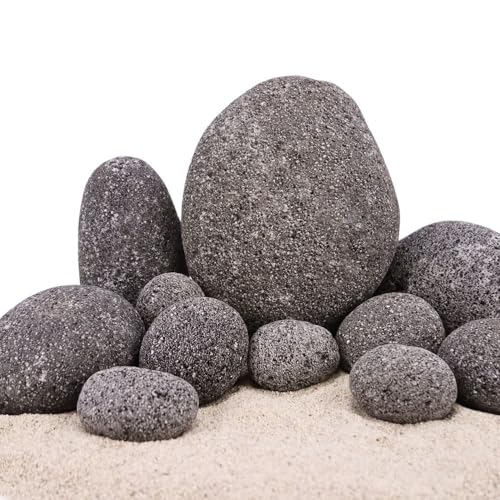 AquaOne Aquarium Steine Zen Pebbles Grau I Natursteine 10 kg Gr.L 9-12 cm pro Stein I Aquascaping Gestein Dekoration Terrarium Nanobecken Landschaft von AquaOne