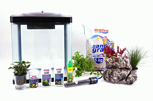 AquaOne HR-300 schwarz inklusive Dekoration Nano Aquarium Komplettaquarium Filteranlage Nanoaquarium Set Filter Beleuchtung von AquaOne