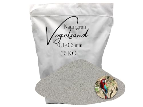 15kg Vogelsand 0,1-0,3 mm ohne Zusatzstoffe wie Anis und Grit grau keimfrei qualitativ hochwertig Bodengrund für Käfige von Aquagran