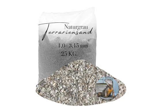 25 kg Terrarien Sand Terrarium Sand Terrarienkies hellgrau 1,0-3,15 mm von Aquagran