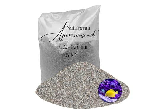 Aquariumsand Aquariumkies 25 kg 0,2-0,5 mm hellgrau gewaschen kantengerundet Quarzsand von Aquagran