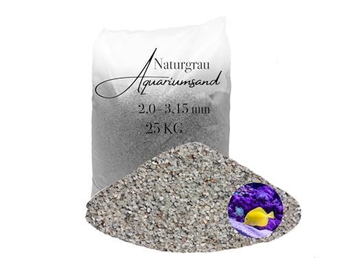 Aquariumsand Aquariumkies 25 kg 2,0-3,15 mm hellgrau gewaschen kantengerundet Quarzsand von Aquagran