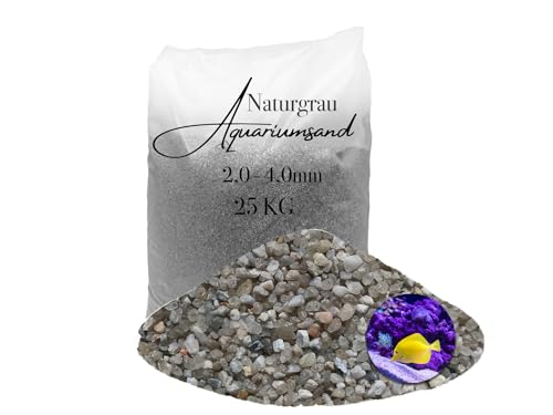 Aquariumsand Aquariumkies 25 kg 2,0-4,0 mm hellgrau gewaschen kantengerundet Quarzsand von Aquagran