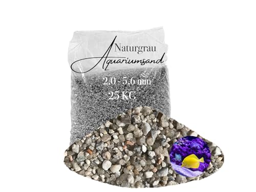 Aquariumsand Aquariumkies 25 kg 2,0-5,6 mm hellgrau gewaschen kantengerundet Quarzsand von Aquagran