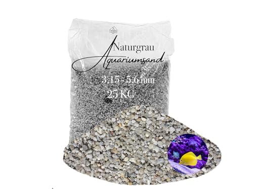 Aquariumsand Aquariumkies 25 kg 3,15-5,6 mm hellgrau gewaschen kantengerundet Quarzsand von Aquagran