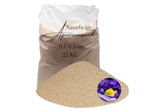 Aquariumsand Aquariumkies beige im 25 kg Sack, kantengerundet, gewaschen, ungefärbt 0,1-0,3 mm von Aquagran