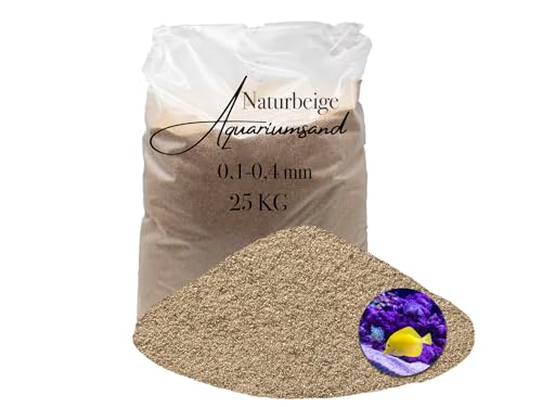 Aquariumsand Aquariumkies beige im 25 kg Sack, kantengerundet, gewaschen, ungefärbt 0,1-0,4 mm von Aquagran