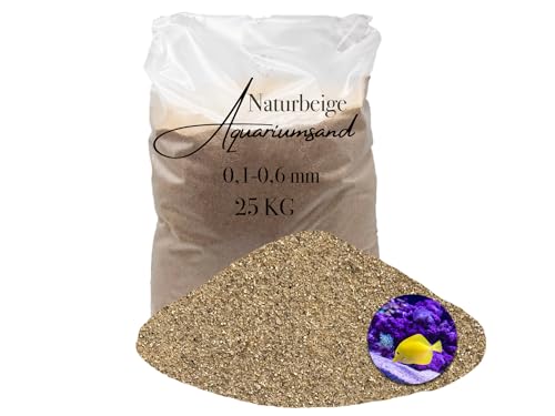 Aquariumsand Aquariumkies beige im 25 kg Sack, kantengerundet, gewaschen, ungefärbt 0,1-0,6 mm von Aquagran