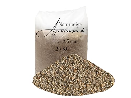 Aquariumsand Aquariumkies beige im 25 kg Sack, kantengerundet, gewaschen, ungefärbt 1,6-2,5 mm von Aquagran