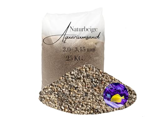 Aquariumsand Aquariumkies beige im 25 kg Sack, kantengerundet, gewaschen, ungefärbt 2,0-3,15 mm von Aquagran