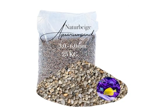 Aquariumsand Aquariumkies beige im 25 kg Sack, kantengerundet, gewaschen, ungefärbt 3,0-6,0 mm von Aquagran