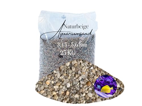 Aquariumsand Aquariumkies beige im 25 kg Sack, kantengerundet, gewaschen, ungefärbt 3,15-5,6 mm von Aquagran