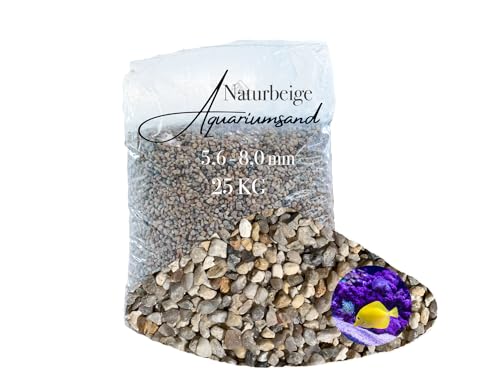 Aquariumsand Aquariumkies beige im 25 kg Sack, kantengerundet, gewaschen, ungefärbt 5,6-8,0 mm von Aquagran