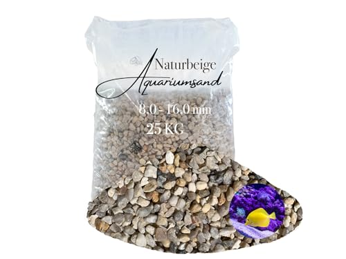 Aquariumsand Aquariumkies beige im 25 kg Sack, kantengerundet, gewaschen, ungefärbt 8,0-16,0 mm von Aquagran