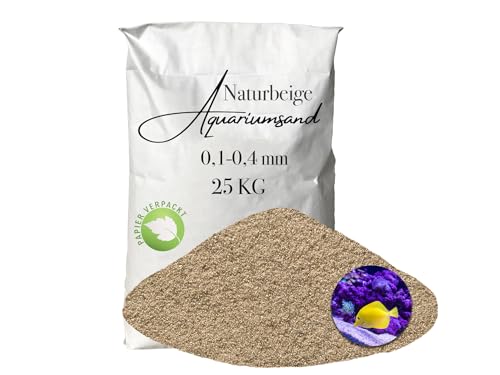 Aquariumsand Aquariumkies beige im 25 kg Sack kantengerundet gewaschen ungefärbt 0,1-0,4 mm papierverpackt von Aquagran