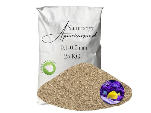 Aquariumsand Aquariumkies beige im 25 kg Sack kantengerundet gewaschen ungefärbt 0,1-0,5 mm papierverpackt von Aquagran