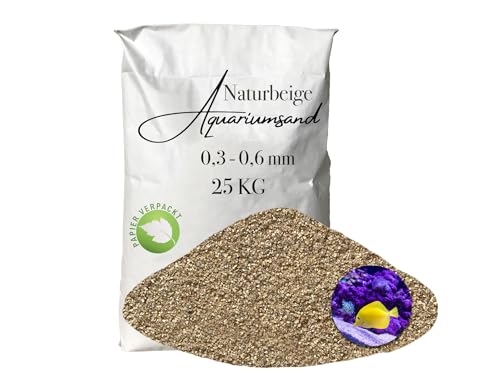 Aquariumsand Aquariumkies beige im 25 kg Sack kantengerundet gewaschen ungefärbt 0,3-0,6 mm papierverpackt von Aquagran