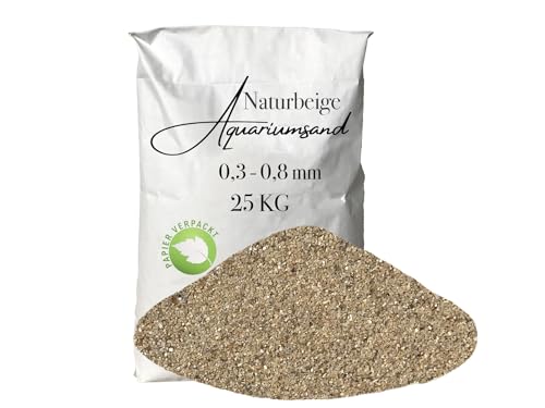 Aquariumsand Aquariumkies beige im 25 kg Sack kantengerundet gewaschen ungefärbt 0,3-0,8 mm papierverpackt von Aquagran