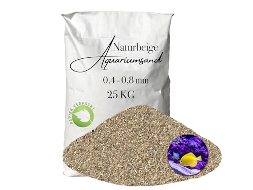 Aquariumsand Aquariumkies beige im 25 kg Sack kantengerundet gewaschen ungefärbt 0,4-0,8 mm papierverpackt von Aquagran