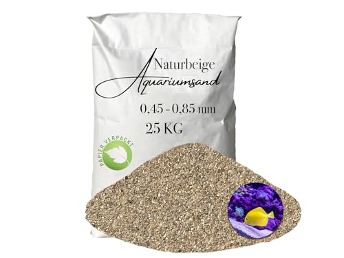 Aquariumsand Aquariumkies beige im 25 kg Sack kantengerundet gewaschen ungefärbt 0,45-0,85 mm papierverpackt von Aquagran