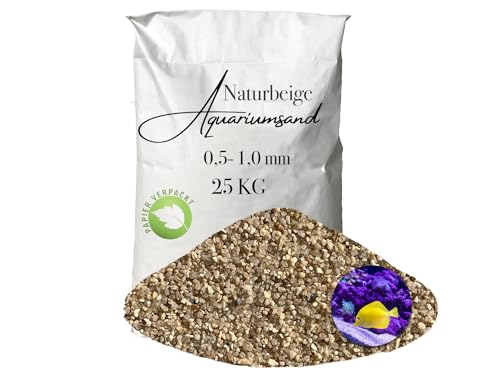 Aquariumsand Aquariumkies beige im 25 kg Sack kantengerundet gewaschen ungefärbt 0,5-1,0 mm papierverpackt von Aquagran