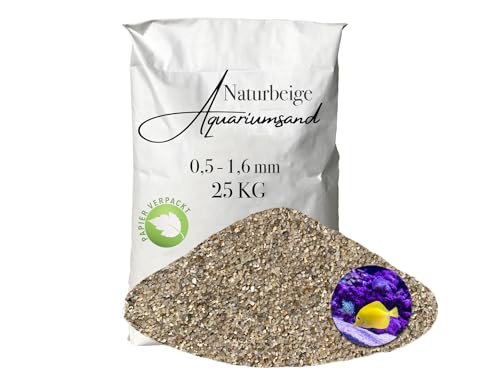 Aquariumsand Aquariumkies beige im 25 kg Sack kantengerundet gewaschen ungefärbt 0,5-1,6 mm papierverpackt von Aquagran