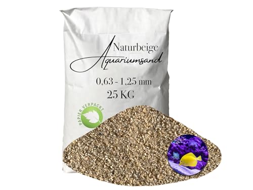 Aquariumsand Aquariumkies beige im 25 kg Sack kantengerundet gewaschen ungefärbt 0,63-1,25 mm papierverpackt von Aquagran