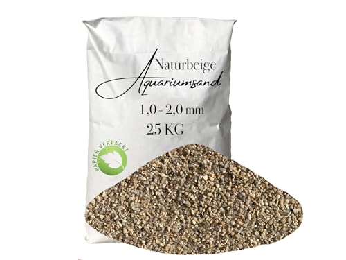 Aquariumsand Aquariumkies beige im 25 kg Sack kantengerundet gewaschen ungefärbt 1,0-2,0 mm papierverpackt von Aquagran