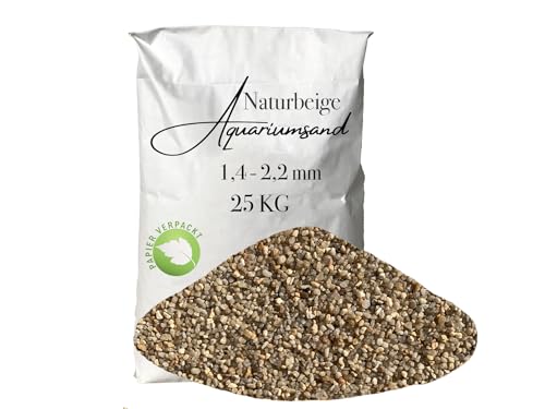 Aquariumsand Aquariumkies beige im 25 kg Sack kantengerundet gewaschen ungefärbt 1,4-2,2 mm papierverpackt von Aquagran