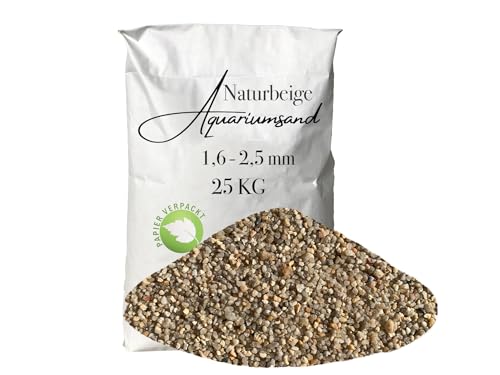 Aquariumsand Aquariumkies beige im 25 kg Sack kantengerundet gewaschen ungefärbt 1,6-2,5 mm papierverpackt von Aquagran