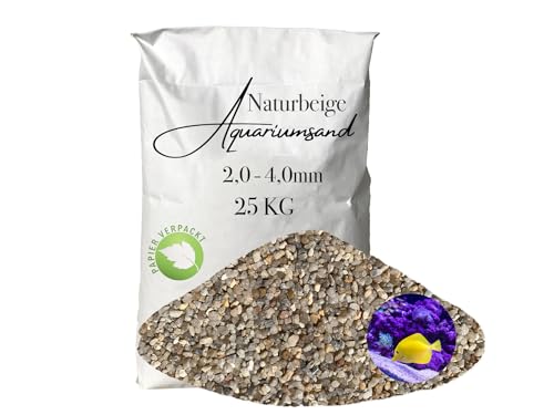 Aquariumsand Aquariumkies beige im 25 kg Sack kantengerundet gewaschen ungefärbt 2,0-4,0 mm papierverpackt von Aquagran