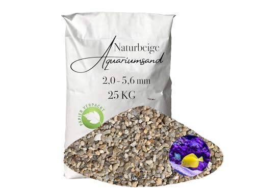 Aquariumsand Aquariumkies beige im 25 kg Sack kantengerundet gewaschen ungefärbt 2,0-5,6 mm papierverpackt von Aquagran