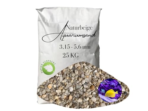 Aquariumsand Aquariumkies beige im 25 kg Sack kantengerundet gewaschen ungefärbt 3,15-5,6 mm papierverpackt von Aquagran