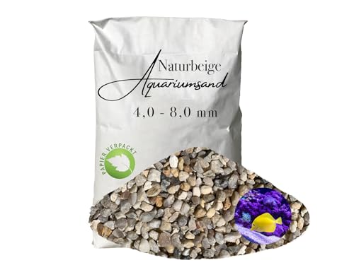 Aquariumsand Aquariumkies beige im 25 kg Sack kantengerundet gewaschen ungefärbt 4,0-8,0 mm papierverpackt von Aquagran