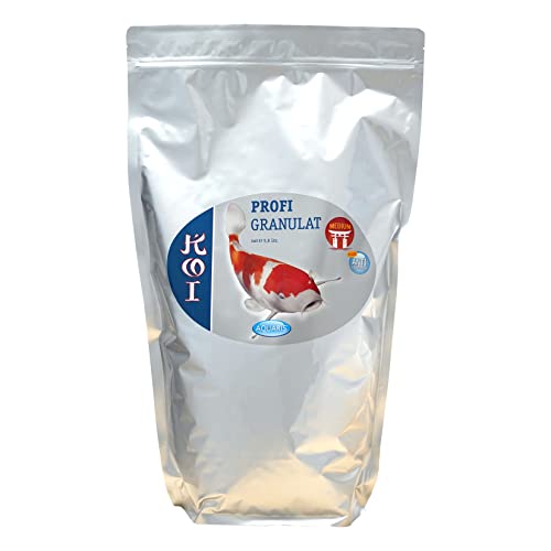 Aquaris Schwimmendes Koifutter - Koi Profigranulat Medium -1960 g / 5,6 L. Fördert gesunde Verdauung und natürliche Pigmentierung Dank Spirulina. Fischfutter für Kois ab Einer Größe von 15 cm von Aquaris