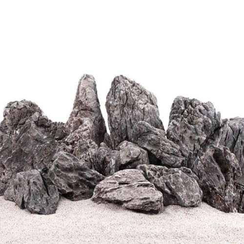 AquaOne Aquarium Steine Mini Landschaft 10kg Mix I Natursteine Seiryu Größe S bis XL I Aquascaping Gestein I Felsen Dekoration I Pagode Rückwand von AquaOne