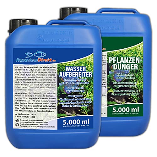 Aquarium-Direkt Wasseraufbereiter & Pflanzendünger Spar-Set 2 x 5 Liter (Wasseraufbereiter und Pflanzenpflege für Ihr Aquarium - Nährstoffe, Spurenelemente) von AquariumDirekt