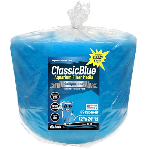 Aquatic Experts Classic Bonded Aquarium Filter Pad – Blau und Weiß Aquarium Filter Media Rolle Bulk zuschneidbar die meisten Filter, Made in USA, 12" by 24 Feet by 3/4" Thick von Aquatic Experts