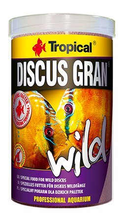 TROPICAL DISCUS GRAN WILD ein zutatenreiches Futter in der Form langsam sinkenden Granulats mit dem Zusatz von Algen, Krill und Früch ten für wilder Diskusfische und anderer anspruchsvoller Fischarten aus Wildfang - 1000 ml/340 g von Aquatic Paradise