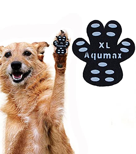 Aqumax Hundepfotenschutz, rutschfest, gegen Verrutschen auf Hartholzböden, Gehhilfe für ältere Hunde, 48 Pads, XL, schwarz von Aqumax