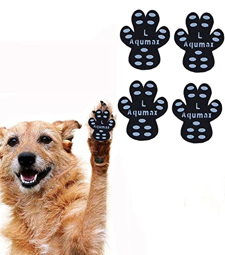 Aqumax Rutschfeste Pfotenabziehpads für Hunde, Pfotenschutz mit stärkerem Klebstoff, ungiftig, vielseitig einsetzbar auf Hartholzböden oder Verletzungen, 12 Sets - 48 Pads (schwarz, L 4,8 x 4,1 cm (L von Aqumax