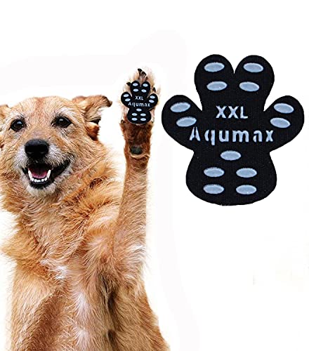 Aqumax Rutschfeste Pfotengriffe für Hunde, Pfotenschutz mit stärkerem Klebstoff, ungiftig, vielseitig einsetzbar auf Hartholzböden oder Verletzungen, 12 Sets - 48 Pads, XXL, Schwarz von Aqumax