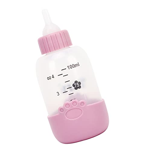 Milchflasche für Haustiere, Transparente Skala, Haustier-Babypflegeflasche, Universell, 100 Ml, für Babykatzen (Rosa) von Aramox