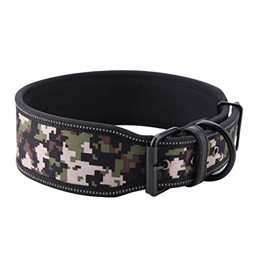 Nylon-Haustierhalsband mit Reflektierender Schnalle, Trainingshalsband mit Weicher Polsterung für Mittelgroße und Große Hunde (L) von Aramox