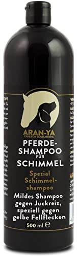 ARAN-YA Fellpflege Pferd für Schimmel 500ml, No Yellow Pferdeshampoo für strahlend weißes Fell, gegen Gelbstich weißer Pferde, lindert Juckreiz, gibt natürliche Leuchtkraft zurück von Aran-ya